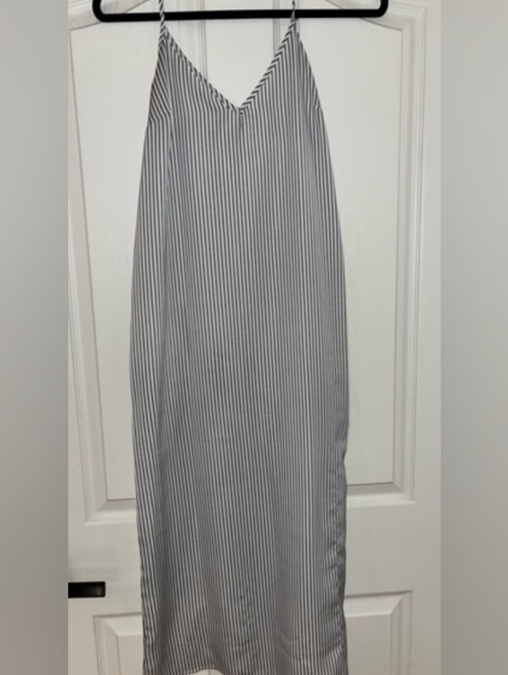 a new day Gray & White Vertical-Stripe Midi Slip Dress